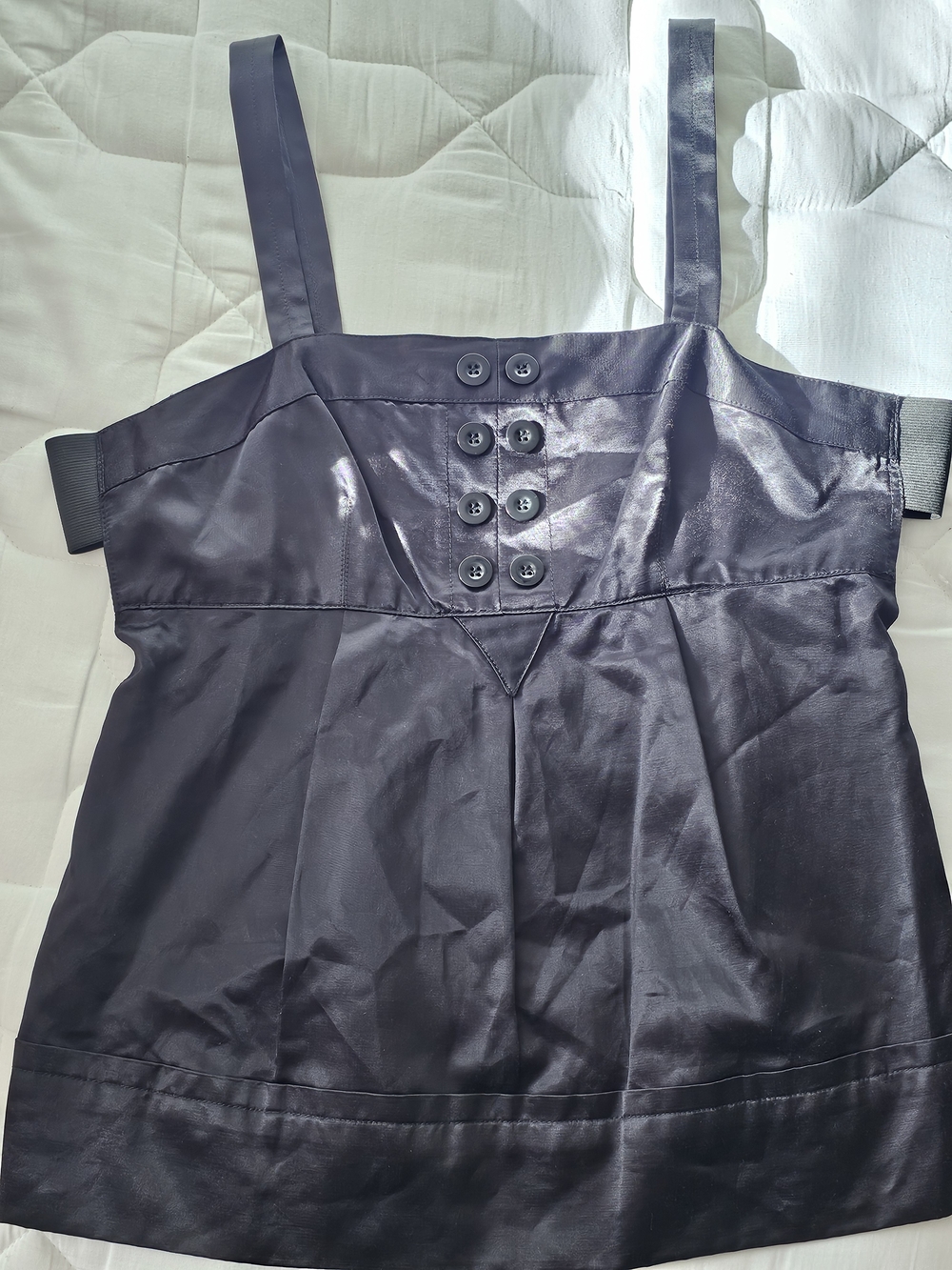 Marc by Marc Jacobs black satin "Raleigh" babydoll tank top blouse